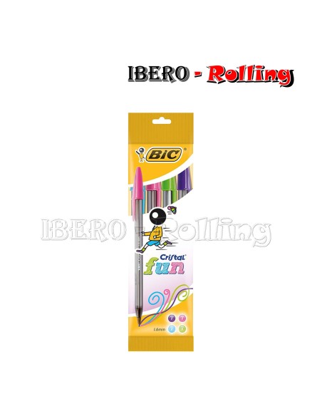 BOLIGRAFO BIC-CRISTAL FUN 3 COLORES 4 UNIDADES