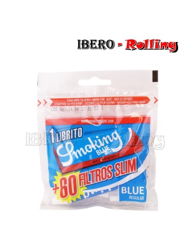 FILTROS SMOKING 6MM 60 + PAPEL AZUL - CAJA 40 UNI