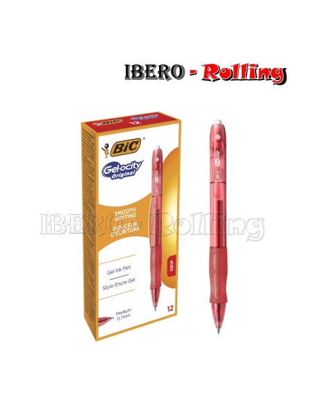 BOLIGRAFO BIC-GEL DE COLOR ROJO 12 UNIDADES