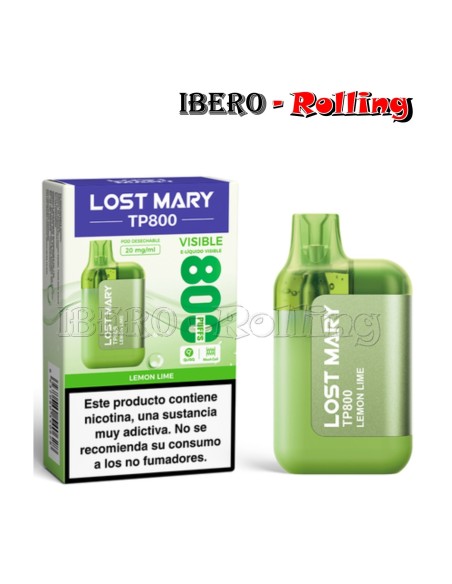 C.DESECHABLE LOST MARY 800 LIMA Y LIMÓN 20MG - CAJA 10 UNI