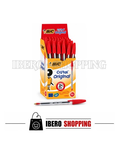 BOLIGRAFO BIC-CRISTAL DE COLOR ROJO 50 UNIDADES