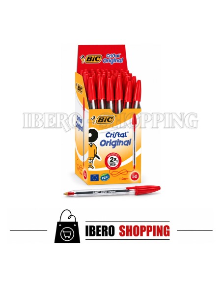 BOLIGRAFO BIC-CRISTAL DE COLOR ROJO 50 UNIDADES