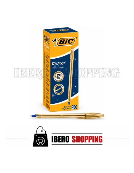 BOLIGRAFO BIC-CRISTAL DORADO DE COLOR AZUL 50 UNIDADES